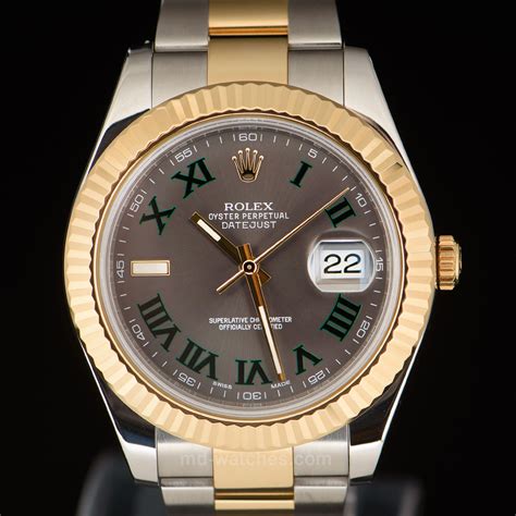 rolex 41mm datejust ii 116333 grey with green|rolex datejust 2 tone.